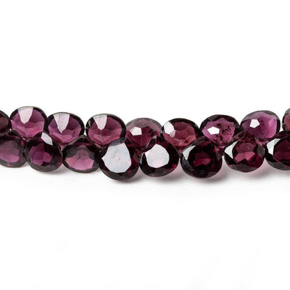 6x6mm Rhodolite Garnet Bevel & Pavilion Faceted Hearts 8 inch 72 Beads AAA