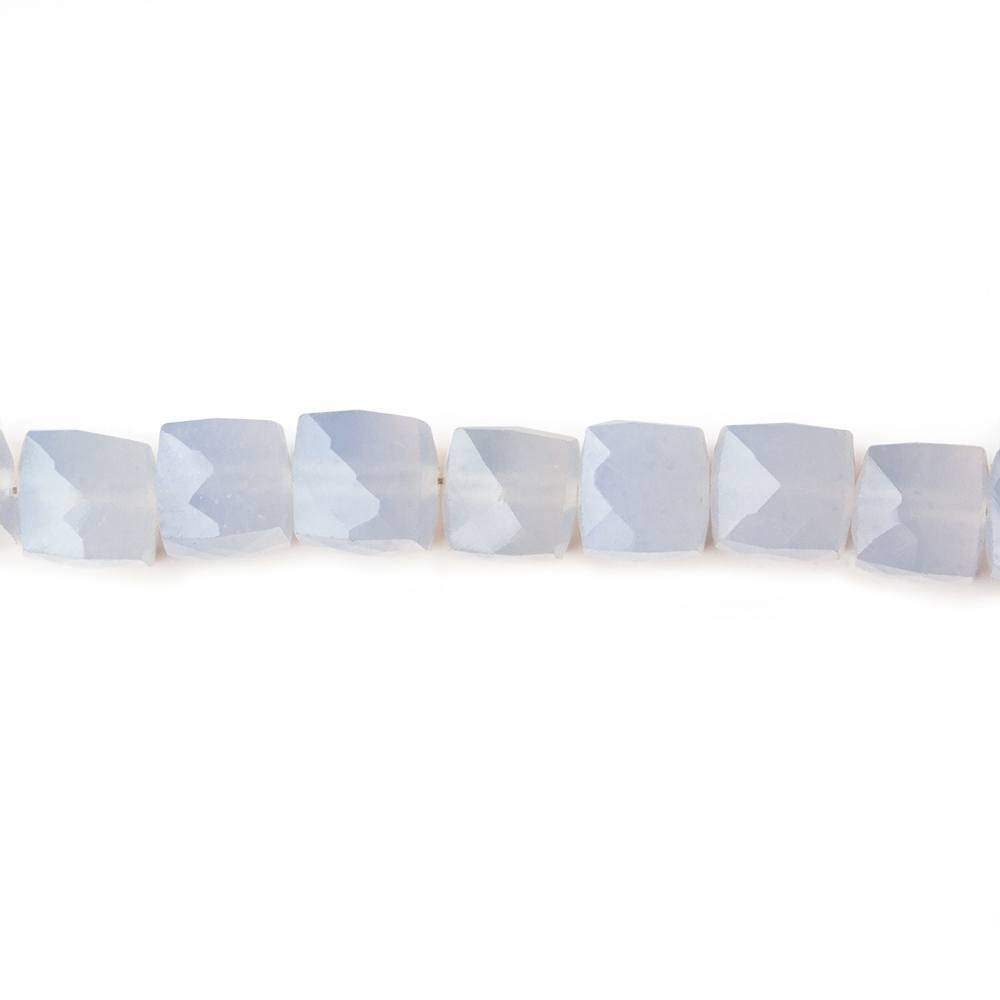 6x6mm Turkish Blue Chalcedony faceted cubes 8 inch 35 beads AA