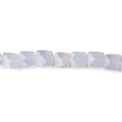 6x6mm Turkish Blue Chalcedony faceted cubes 8 inch 35 beads AA