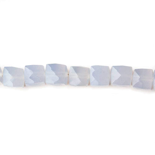 6x6mm Turkish Blue Chalcedony faceted cubes 8 inch 35 beads AA