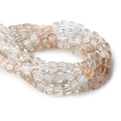 6x6mm White & Imperial Topaz faceted cube beads 8 inch 36 pieces