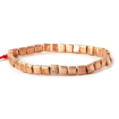 6x6x4mm Copper Flat Brushed Square 8 inches 32pcs/strand