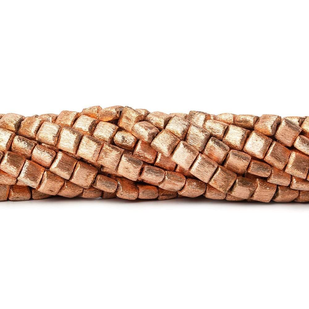 6x6x4mm Copper Flat Brushed Square 8 inches 32pcs/strand