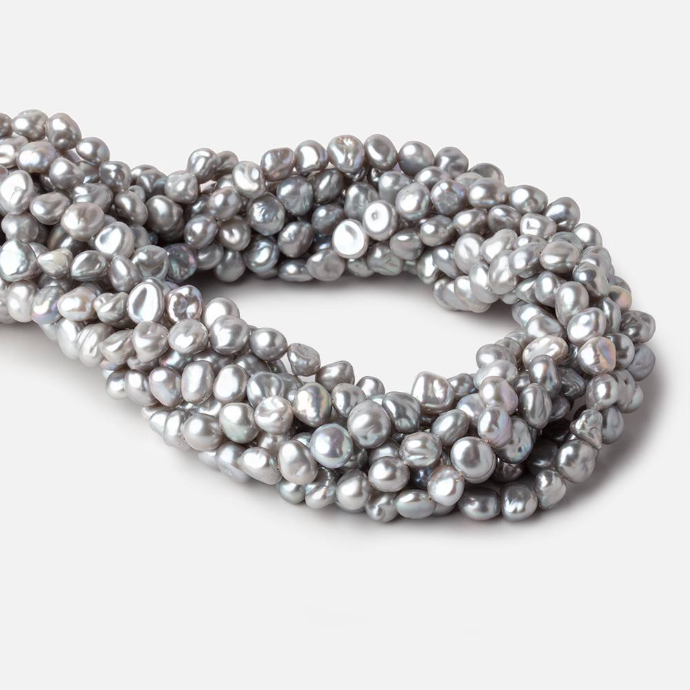 6x7-7x8mm Silver Keshi Side Drilled Freshwater Pearl Beads 16 inch 65 pieces