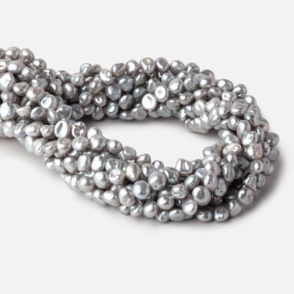 6x7-7x8mm Silver Keshi Side Drilled Freshwater Pearl Beads 16 inch 65 pieces