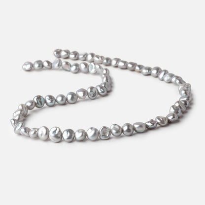 6x7-7x8mm Silver Keshi Side Drilled Freshwater Pearl Beads 16 inch 65 pieces