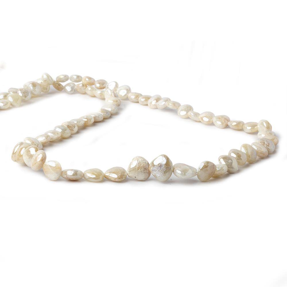 6x7-8x9mm Mystic Off White Sapphire plain hearts 8 inch 55 beads AA