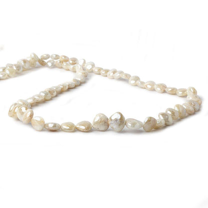 6x7-8x9mm Mystic Off White Sapphire plain hearts 8 inch 55 beads AA