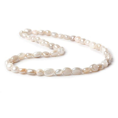 6x7-9x7mm Silver Mystic Creamy White Moonstone plain nuggets 16 inch 50 beads