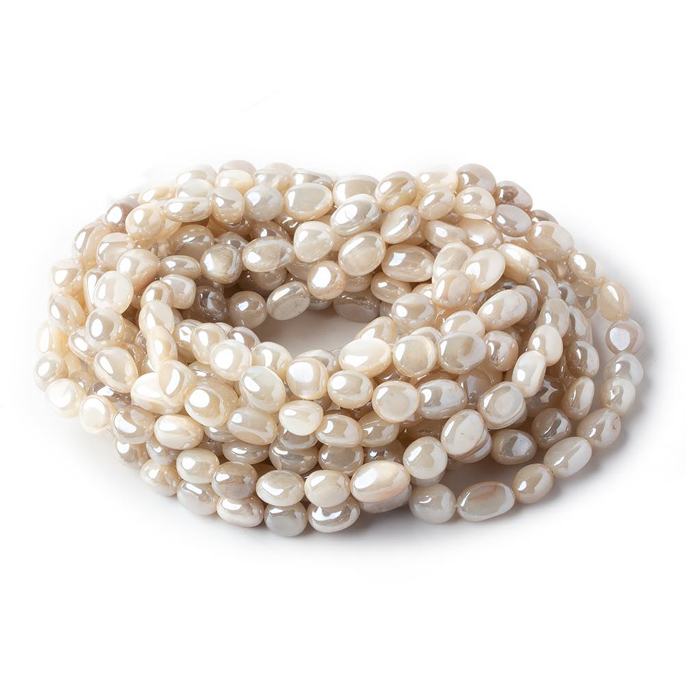 6x7-9x7mm Silver Mystic Creamy White Moonstone plain nuggets 16 inch 50 beads