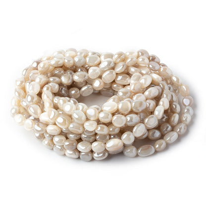 6x7-9x7mm Silver Mystic Creamy White Moonstone plain nuggets 16 inch 50 beads