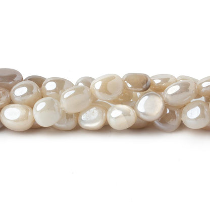 6x7-9x7mm Silver Mystic Creamy White Moonstone plain nuggets 16 inch 50 beads