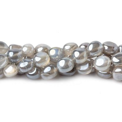6x7-9x7mm Silver Mystic Platinum Grey Moonstone plain nuggets 16 inch 51 beads