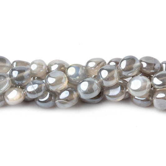 6x7-9x7mm Silver Mystic Platinum Grey Moonstone plain nuggets 16 inch 51 beads