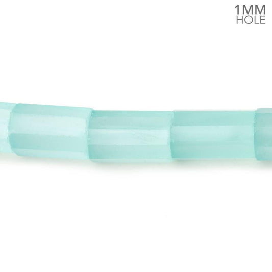 6x8-7x12mm Seafoam Blue Chalcedony faceted tubes 16 inch 40 large hole beads