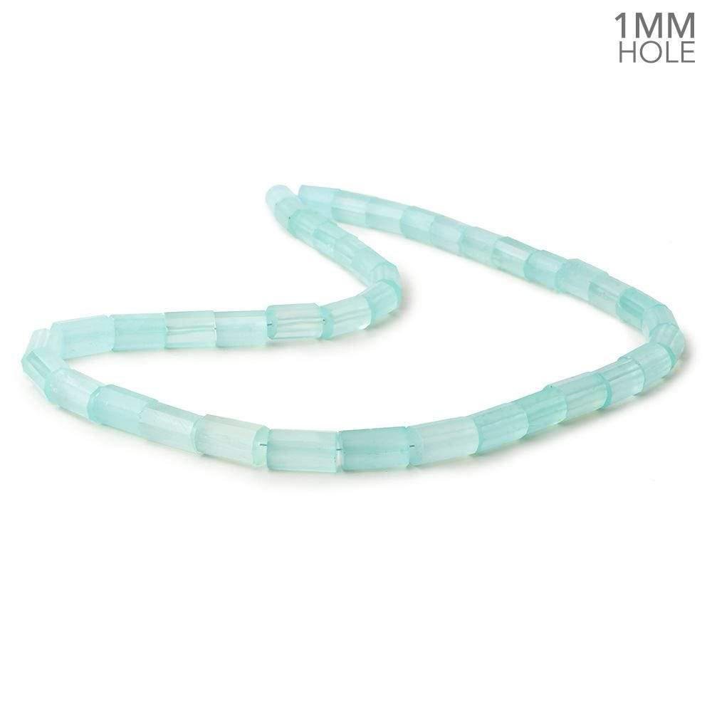 6x8-7x12mm Seafoam Blue Chalcedony faceted tubes 16 inch 40 large hole beads