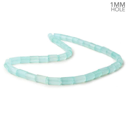 6x8-7x12mm Seafoam Blue Chalcedony faceted tubes 16 inch 40 large hole beads