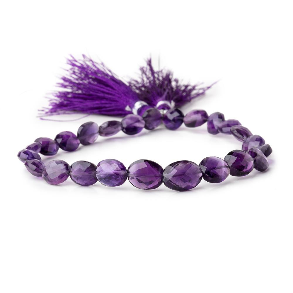 6x8-7x9mm Amethyst Straight Drill Faceted Oval Beads 8 inch 23 pieces