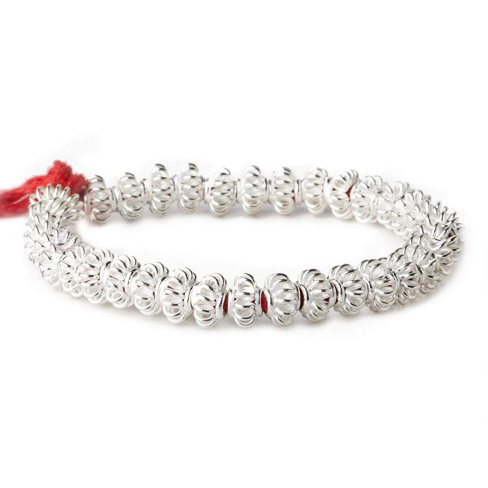 6x9mm Sterling Silver Plated Copper Spacer Pinwheel Design 8 inch 36 beads