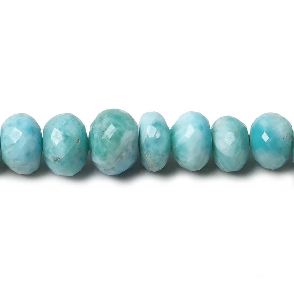 7-10.7mm Larimar faceted rondelle beads 18 inch 89 pieces AA grade