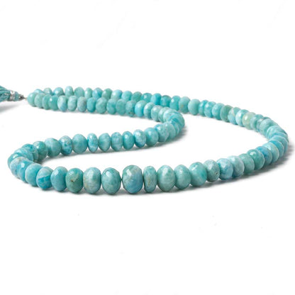 7-10.7mm Larimar faceted rondelle beads 18 inch 89 pieces AA grade