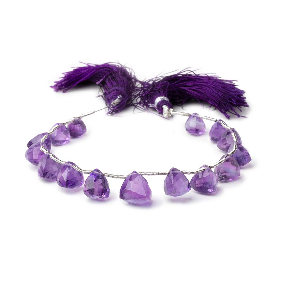 7-10mm Amethyst Faceted Trillion Beads 6.5 inch 15 pieces