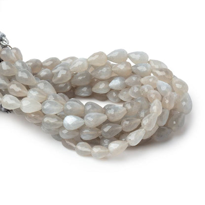 7-10mm Gray Moonstone Straight Drill Tear Drop 7.25 in 20 Beads