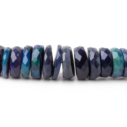 7-10mm Indigo Ethiopian Opal Faceted Heishi Beads 16 inch 160 pieces AA
