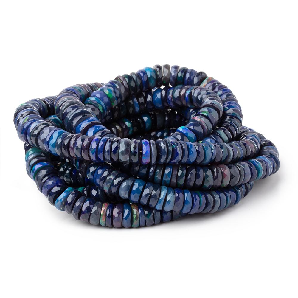 7-10mm Indigo Ethiopian Opal Faceted Heishi Beads 16 inch 160 pieces AA