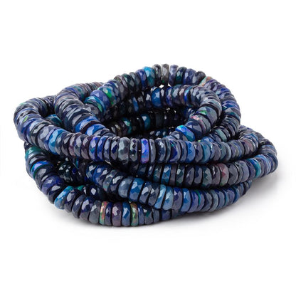 7-10mm Indigo Ethiopian Opal Faceted Heishi Beads 16 inch 160 pieces AA