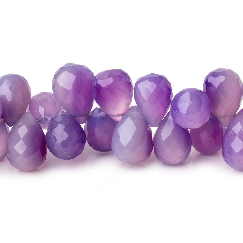 7-10mm Multi Color Purple Chalcedony Faceted Tear Drop Beads 8 inch 68 pieces