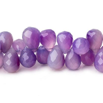 7-10mm Multi Color Purple Chalcedony Faceted Tear Drop Beads 8 inch 68 pieces