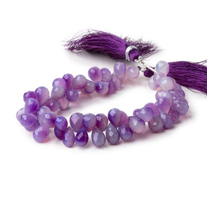 7-10mm Multi Color Purple Chalcedony Faceted Tear Drop Beads 8 inch 68 pieces
