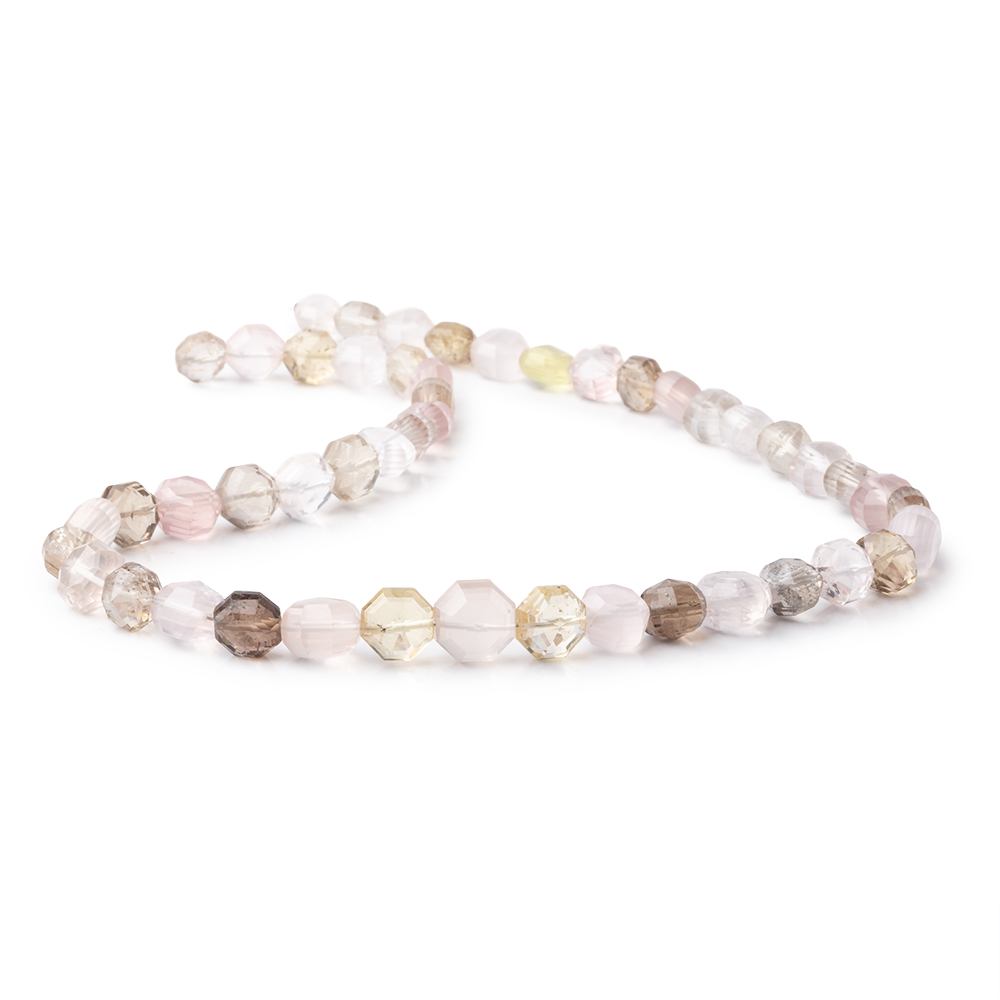 7-10mm Multi Gem Faceted Hexagon Beads 16 inch 49 pieces