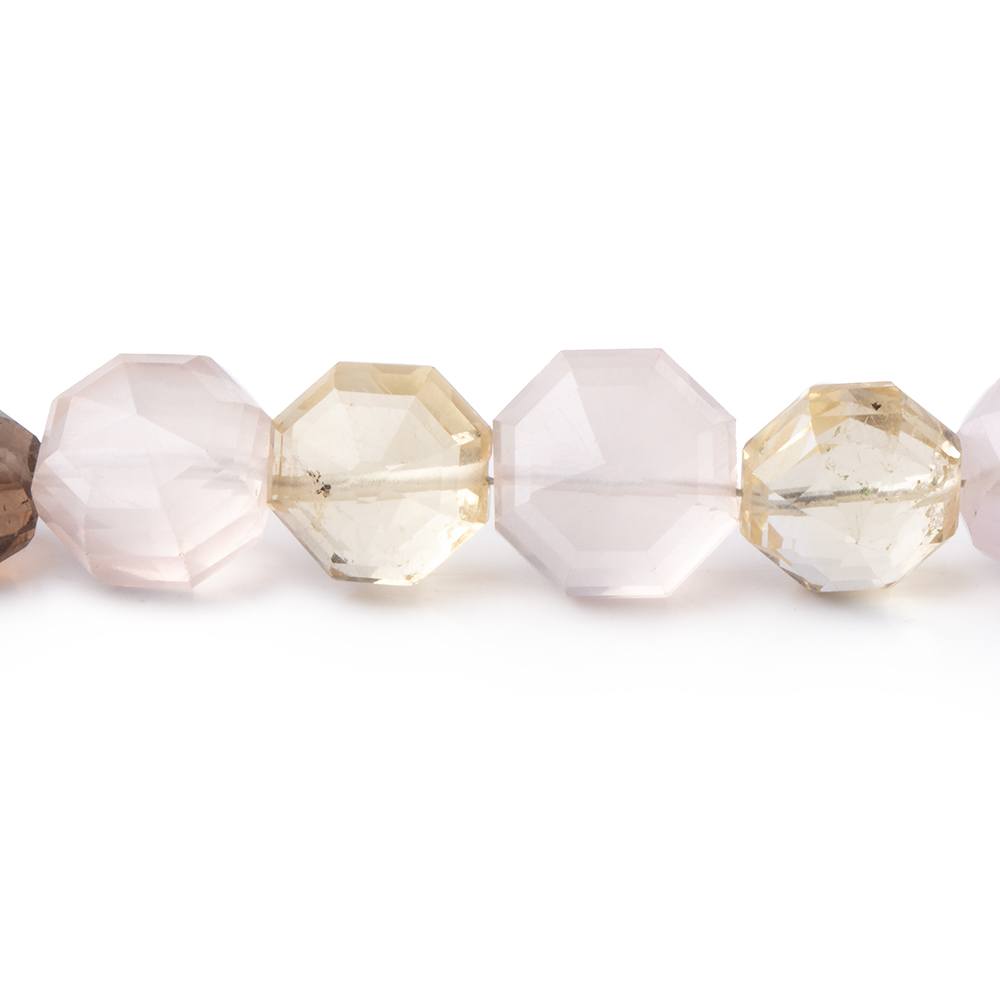 7-10mm Multi Gem Faceted Hexagon Beads 16 inch 49 pieces