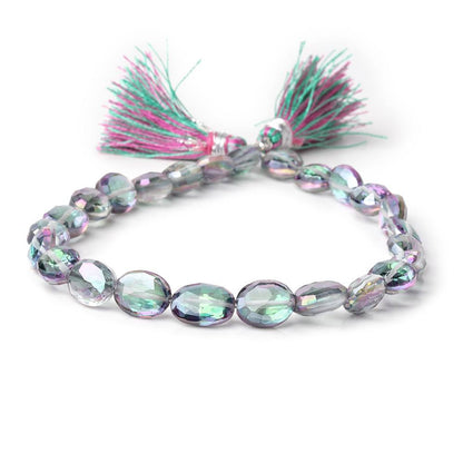 7-10mm Mystic White Topaz Straight Drill Faceted Ovals 9 inch 24 Beads