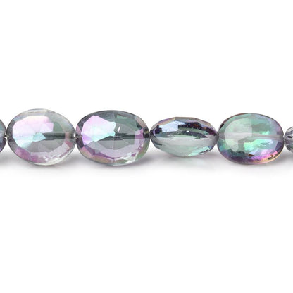7-10mm Mystic White Topaz Straight Drill Faceted Ovals 9 inch 24 Beads