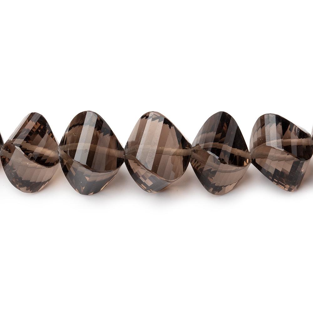 7-10mm Smoky Quartz Faceted Twist Beads 16 inch 47 pieces