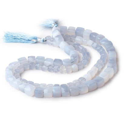7-10mm Turkish Blue Chalcedony Faceted Cubes SET OF 2 STRANDS - 95 Beads