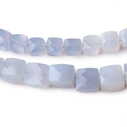 7-10mm Turkish Blue Chalcedony Faceted Cubes SET OF 2 STRANDS - 95 Beads