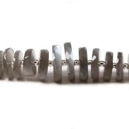 7-11.5mm Platinum Grey Moonstone faceted heishi beads 16 inch 92 pieces