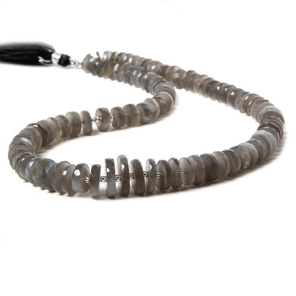 7-11.5mm Platinum Grey Moonstone faceted heishi beads 16 inch 92 pieces