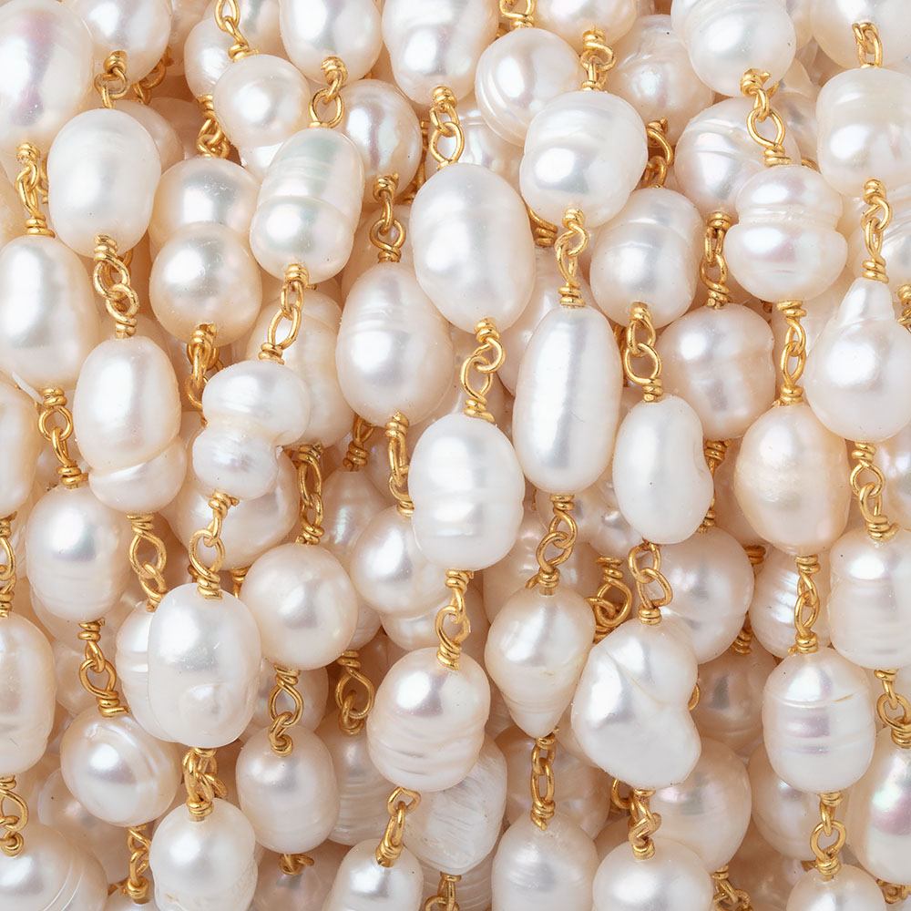 7-11mm Cream Baroque Pearls on Vermeil Chain