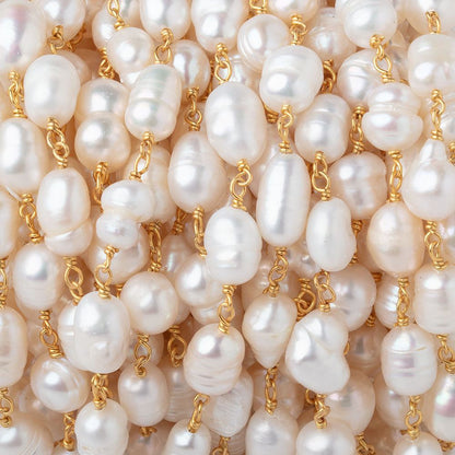 7-11mm Cream Baroque Pearls on Vermeil Chain