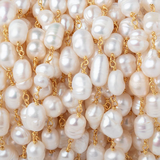 7-11mm Cream Baroque Pearls on Vermeil Chain
