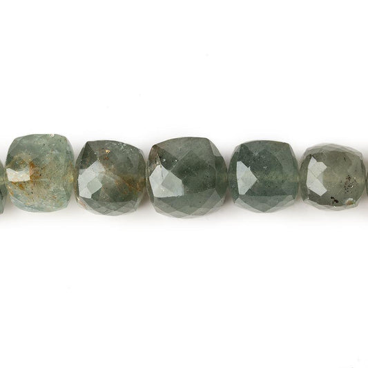 7-10mm Moss Aquamarine Faceted Cube Beads 9 inches 28 pieces