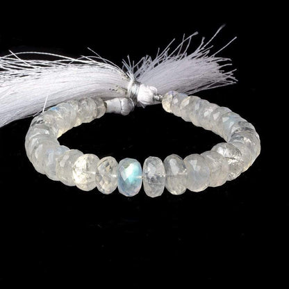 7-11mm Rainbow Moonstone Faceted Rondelles 7.5 inch 34 beads AAA