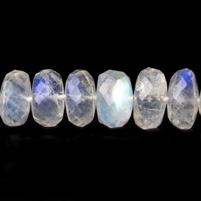 7-11mm Rainbow Moonstone Faceted Rondelles 7.5 inch 34 beads AAA