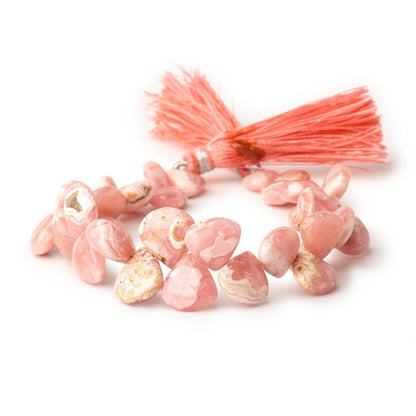 7-11mm Rhodochrosite Plain Heart Beads 7 inch 34 pieces