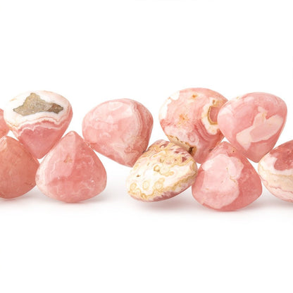 7-11mm Rhodochrosite Plain Heart Beads 7 inch 34 pieces